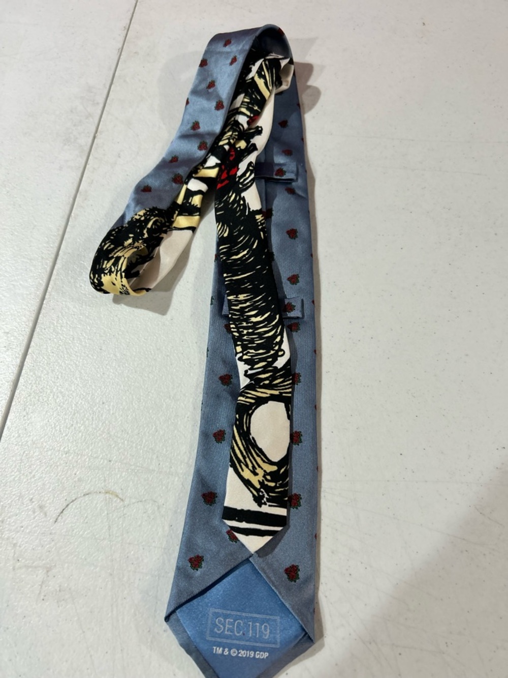Blue Novelty Print Men's Tie with Graphic Accent Grateful Dead